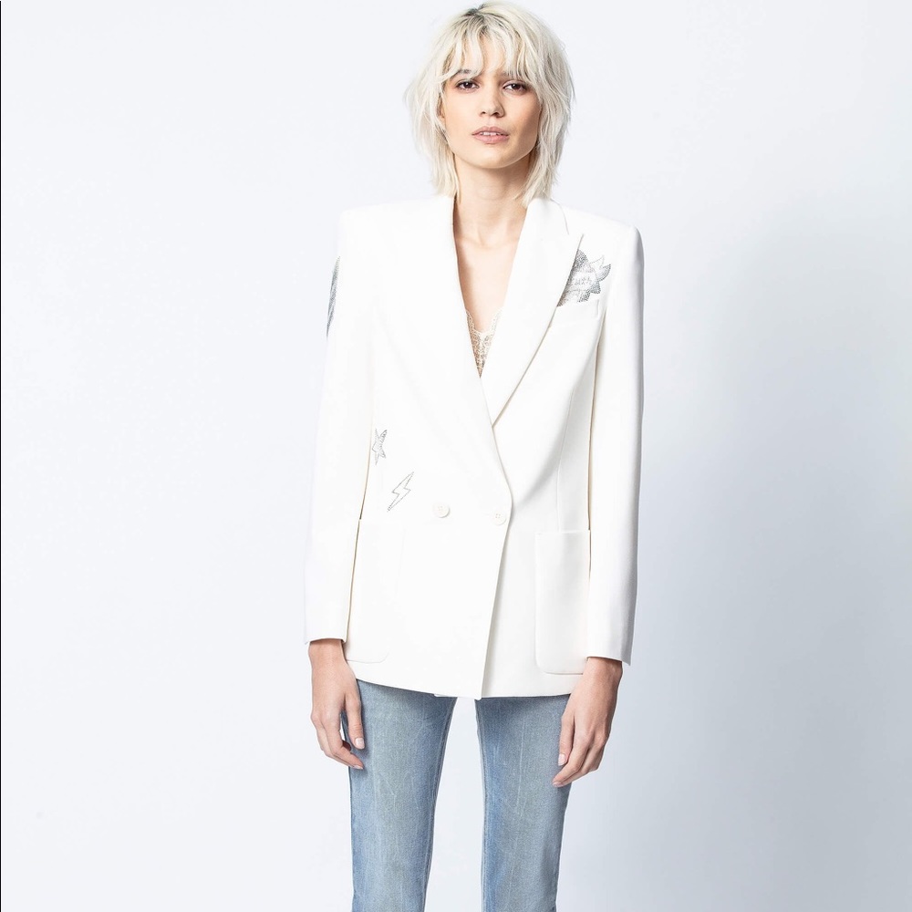 NWT $538 Zadig Voltaire Visko Strass Embellished Blazer